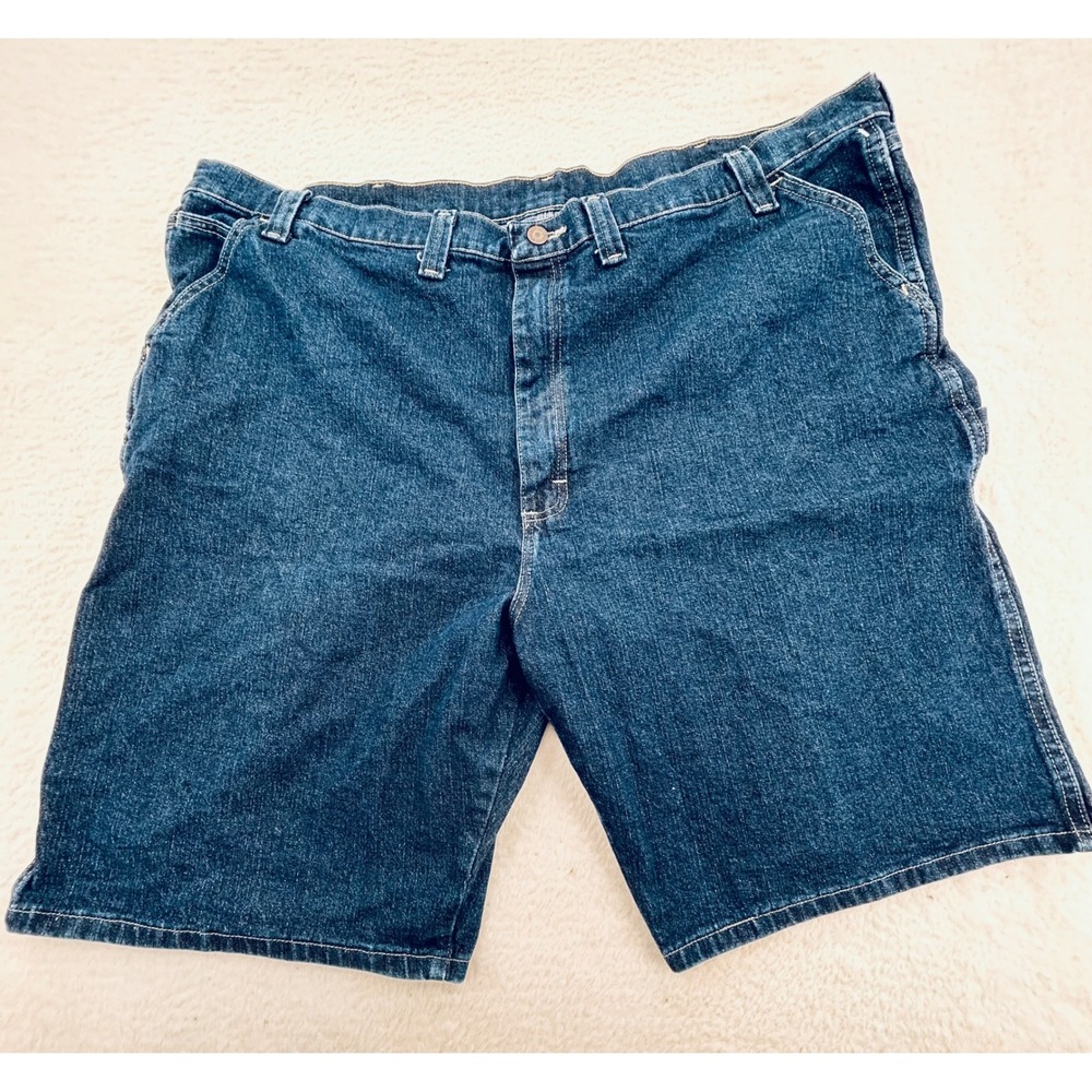Wrangler Mens Carpenter Denim Shorts Dark Wash Stretch Workwear Size 48